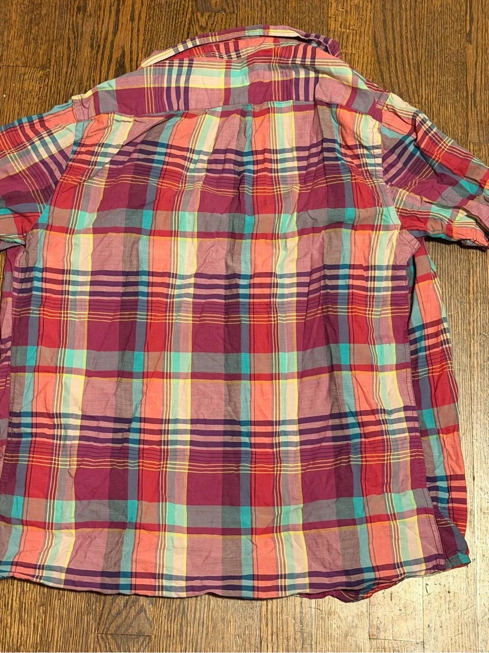 Old Navy Berry Plaid Short-Sleeve Button-Down Shirt